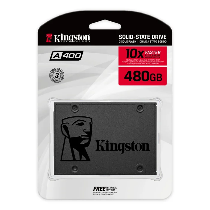Solido Kingston A400, 480GB, SATA 6Gb/s, 2.5", 7mm.